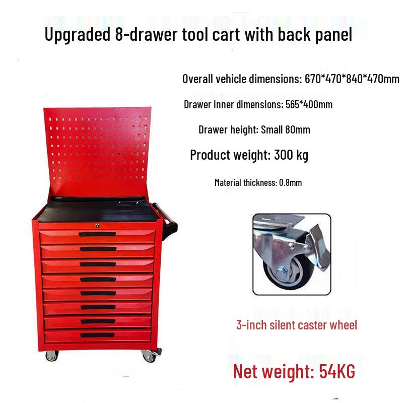 Movable Three-Layer Hand Cart: Multi-functional Auto Repair & Household Tool Box with Cabinet Door