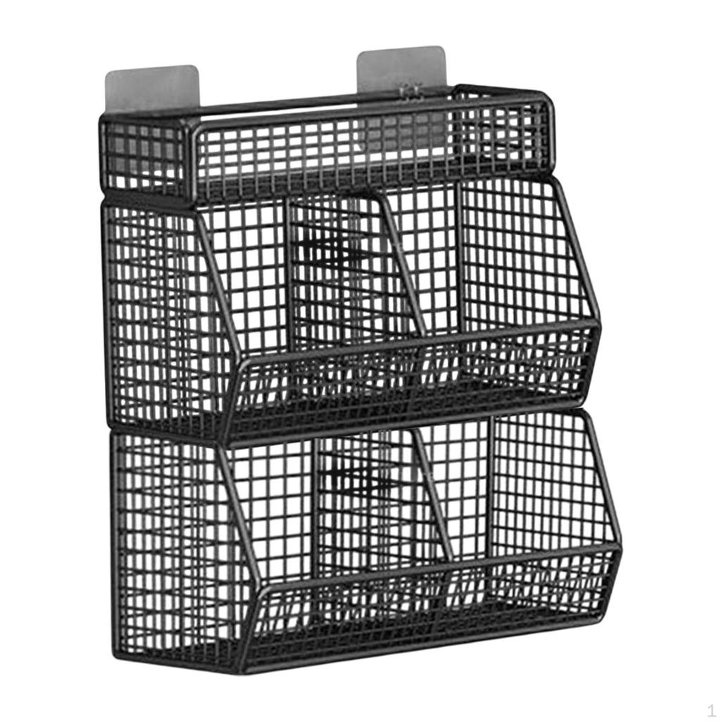 Hanging Kitchen Basket Fruit Four Grids Modern Lightweight Wall Mount Organizer for