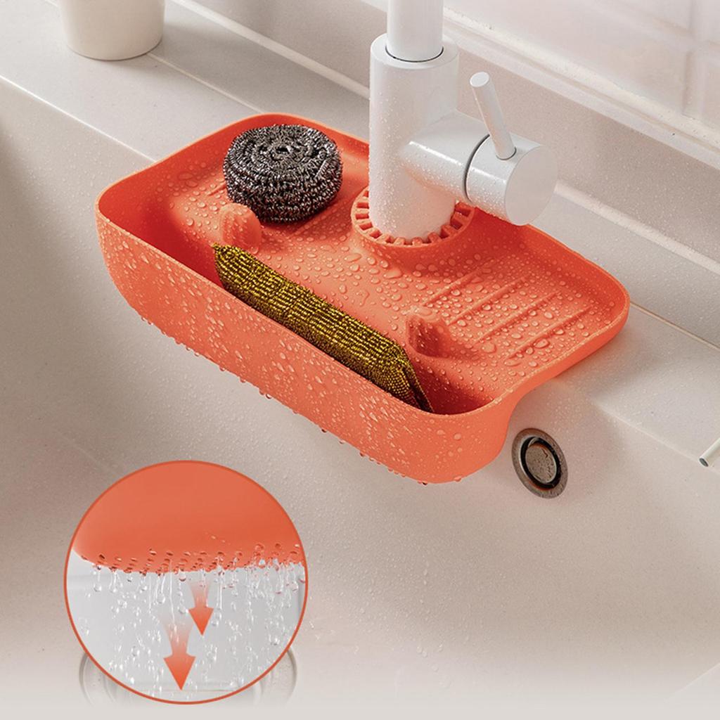 Non Slip Drainer Pad Drying Mat Sink Protectors Countertop Storage Tray Orange