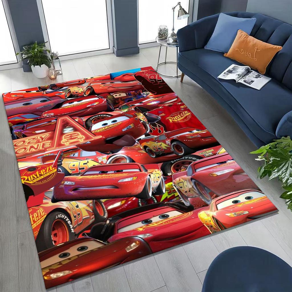 3D Lightning McQueen Cars Cartoon Rug for Bedroom Living Room Sofa Home Doormat Decor, Large Kids Play Non-slip Floor Mat Gift