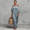 2026 new European and American independent station women's stand-up collar striped casual loose dress
