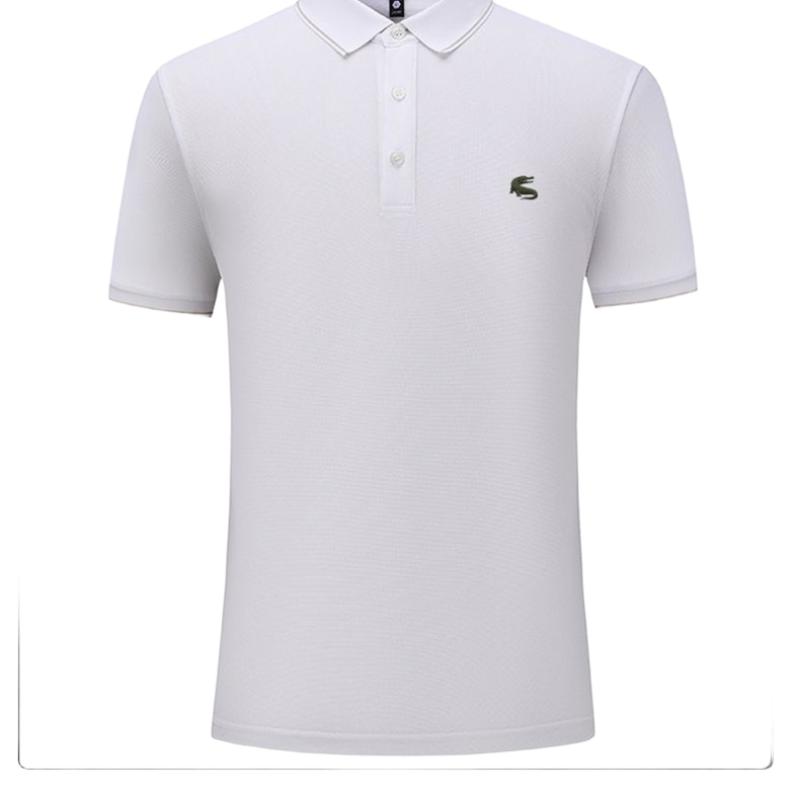 Men's Korean-Style Pullover Solid Color Polo Shirt Casual Lapel Embroidery Short-Sleeve Top