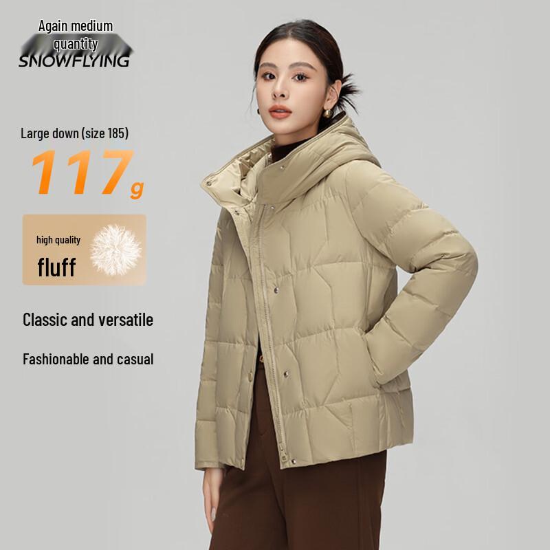 XueZhongFei Damen Klassische Mittellange Daunenjacke mit Kapuze