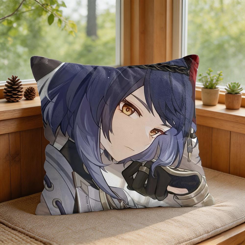 Kujo Sara Genshin Impact Cushion Cover Square Short Plush Pillow Case Living Room Sofa Home Decor Funda X
