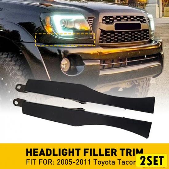 2Set FOR TOYOTA 2005-2011 TACOMA BUMPER FRONT FILLER HEADLIGHT TRIM PANEL SET &
