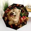 Happy Samoyed Pattern, Automatic Folding Umbrella, Portable and Foldable Design, 8 Ribs, a Christmas or Birthday Gift.