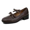Versatile Low Heel Women Shoes Genuine Leather Square Toe Single Shoes Comfortable High Heels Shallow Ladies Office Shoes