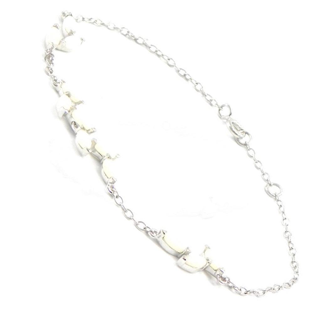 Les Trésors De Lily [I2631] - Stříbrný náramek 'Opálová bohyně' Postříbřený bílý (rhodiovaný) - 8 mm