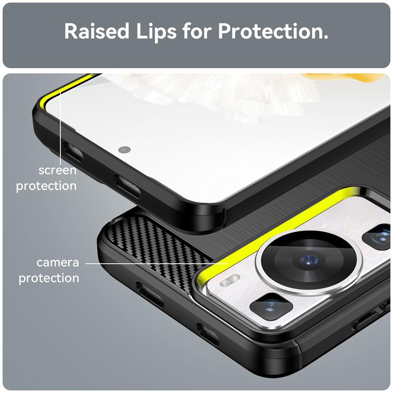 For Huawei P60 Pro Case Cover Huawei P60 Pro Capas New Phone Back Shockproof Bumper Soft TPU Carbon Fiber Cover Huawei P60 Pro