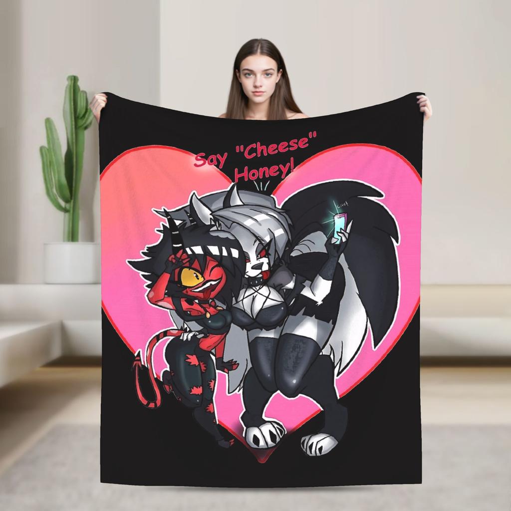 Soft Warm Blanket Decorative Helluva Boss Loona Throw Blanket  Flannel Bedspread For Outdoor Aesthetic Sofa Bed Cover