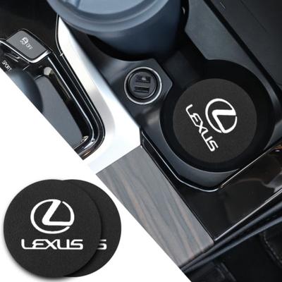 2Pcs Leather Coaster Anti-slip Water Cup Pad Mat For IS250 IS200 CT200h GS300 LS430 RX450h LX570 IS300 ES RX LS IS NX CT