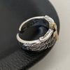 1Pc Wings Cross Graffiti Letters Open Ring Domineering Personality Men's Ring