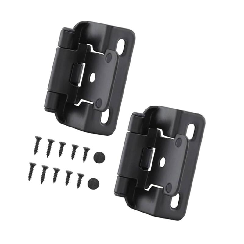 2 Pack Antique Steel Closing Cabinet Hinges 1/2Inch Overlays Half Hide Designs Portable for Kitchen Cabinet Door