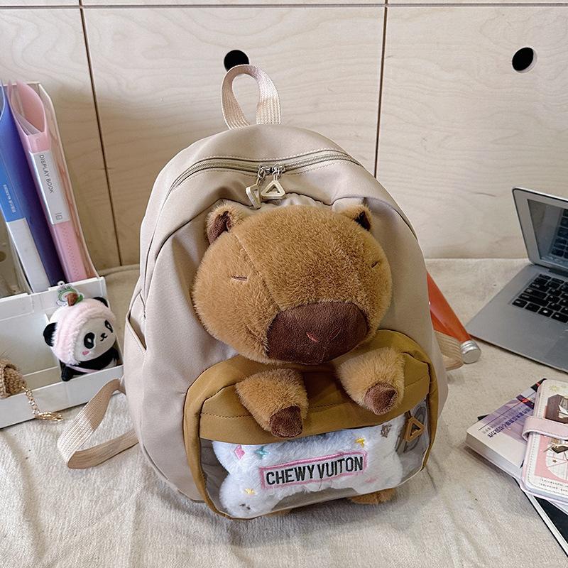 Cute capybara backpack women's large capacity ins design sense funny backpack soft girl girl junior high school student schoolbag