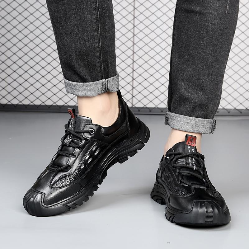 Модные повседневные кожаные туфли на толстой подошве для мужчин — фото 5