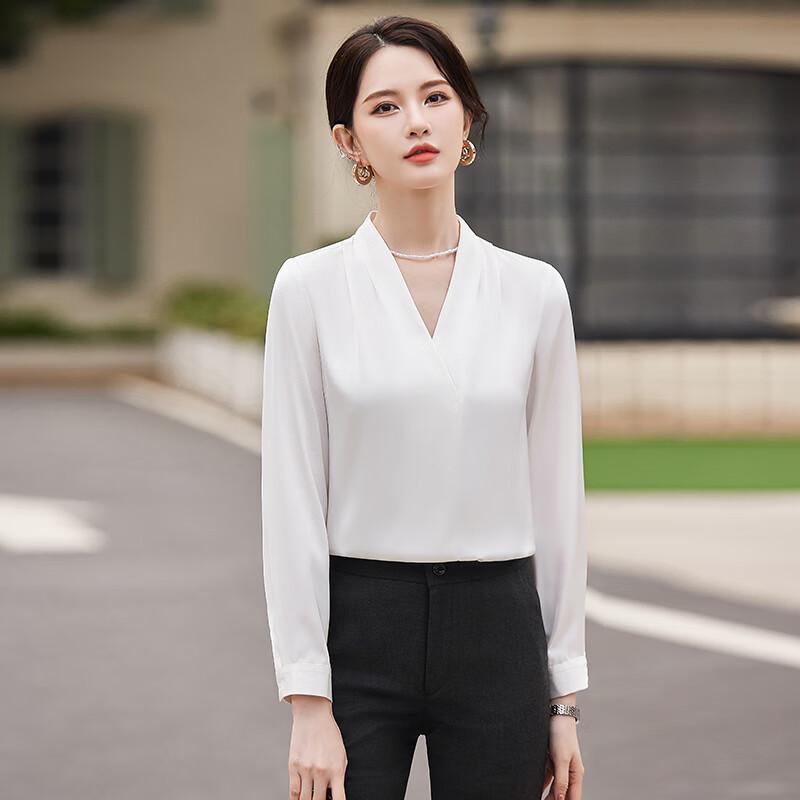 Women's V-Neck Chiffon Professional Blouse
