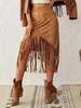 Plus Size Women's Bohemian Tassel Skirt: Elegant High-Waisted Asymmetrical Design