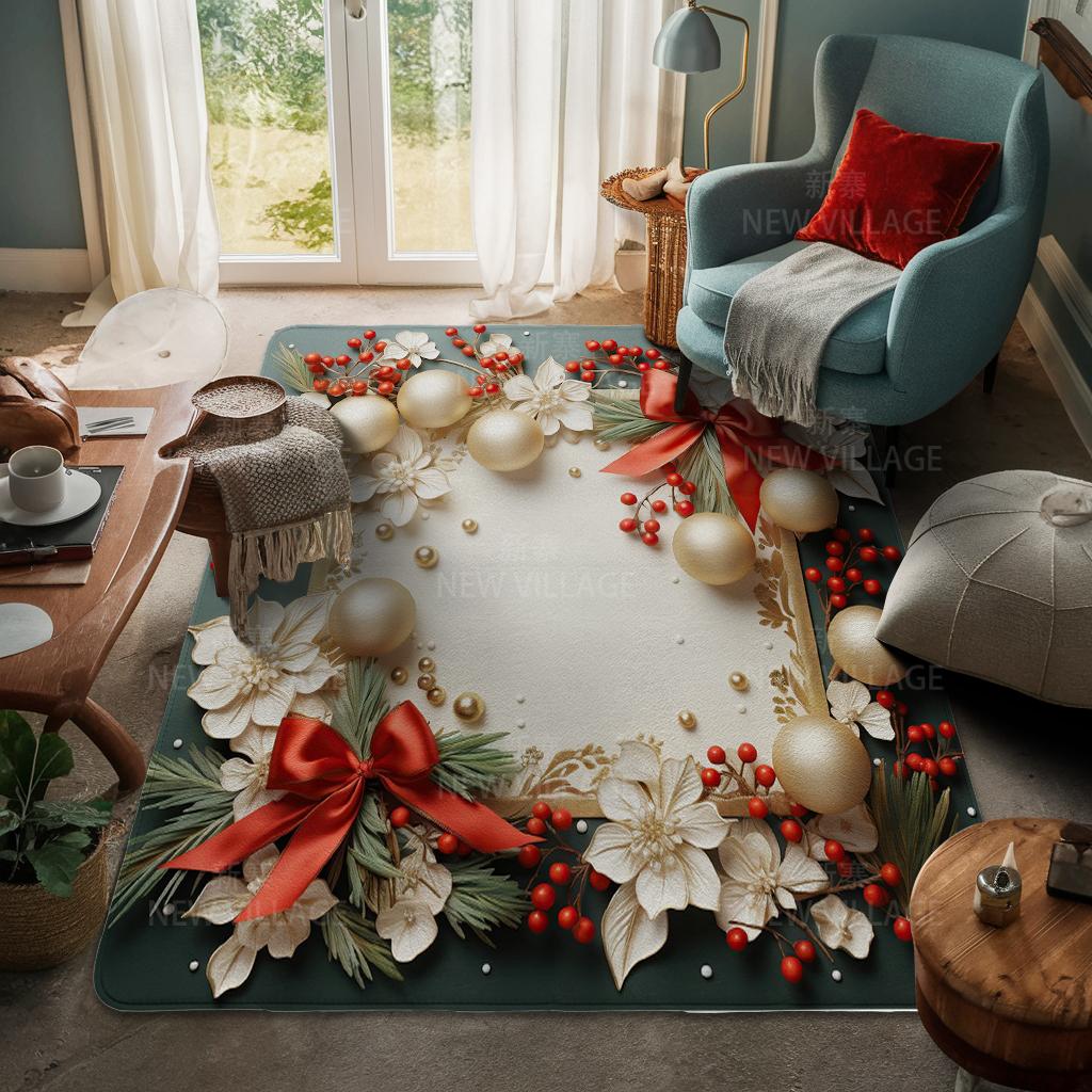 House Entrance Carpet Home Door Mat Living Room Bath Foot Bathroom Non-slip Water Absorption Rugs Bath Merry Christmas Winter