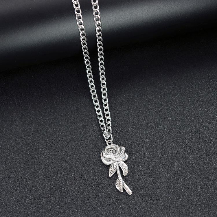 Retro Trendy Cool Titanium Steel Necklace Men's and Women's Hip-hop Personality Square Brand Cross Pendant Japanese and Korean Fashion Street