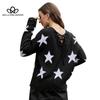 Five Star Jacquard Sweater Women New Fashion Drawstring Pullover Knit Sweater Design Top Casual Style Sweater