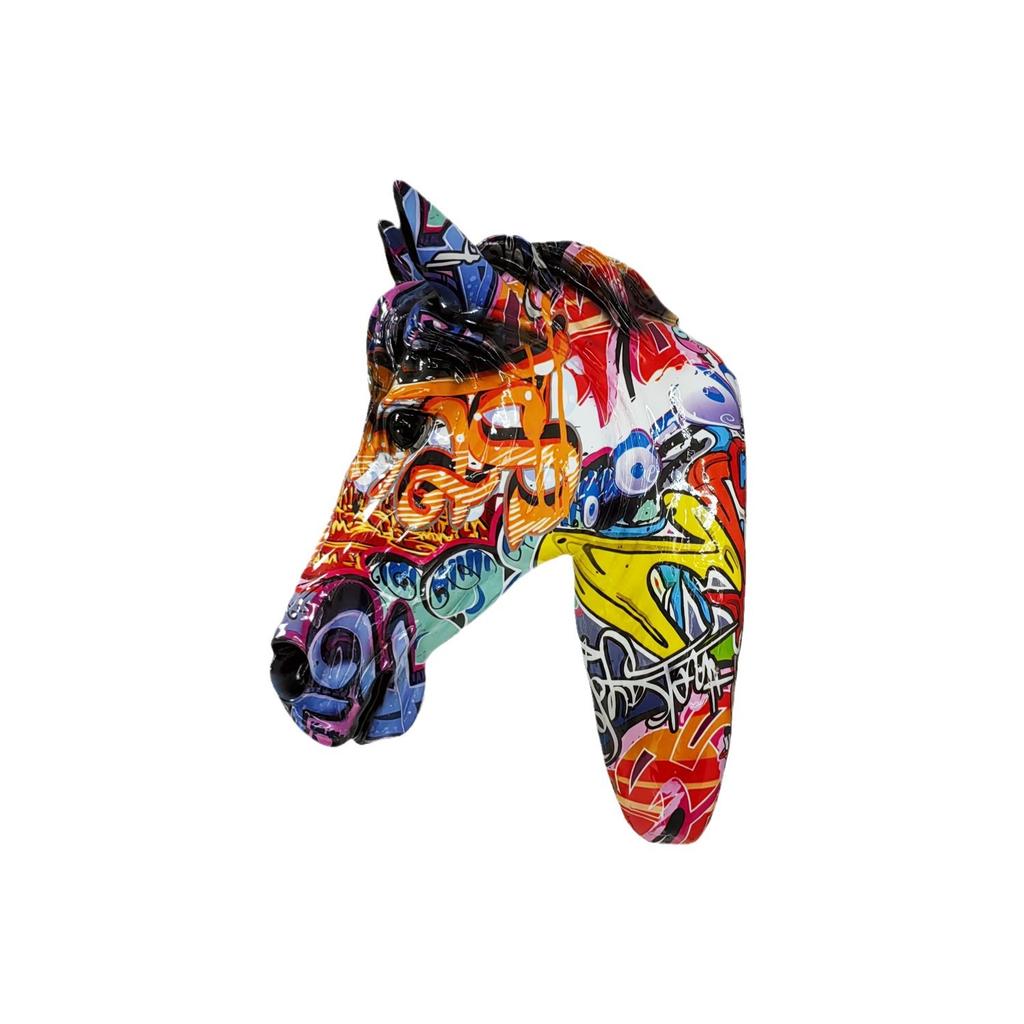 Home Use Decoration Colorful Horse Head Wall Hanging Ornaments Living Room Decoration Living Fine Room Entrance Decoration Resin Crafts
