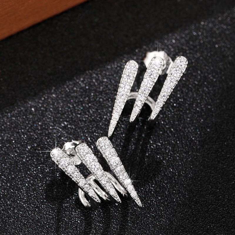 Xiaomi Huitan Simple Stylish Lady Stud Earrings Silver Color Geometric Three Lines Shape with CZ Exquisite Fashion Jewelry for Women