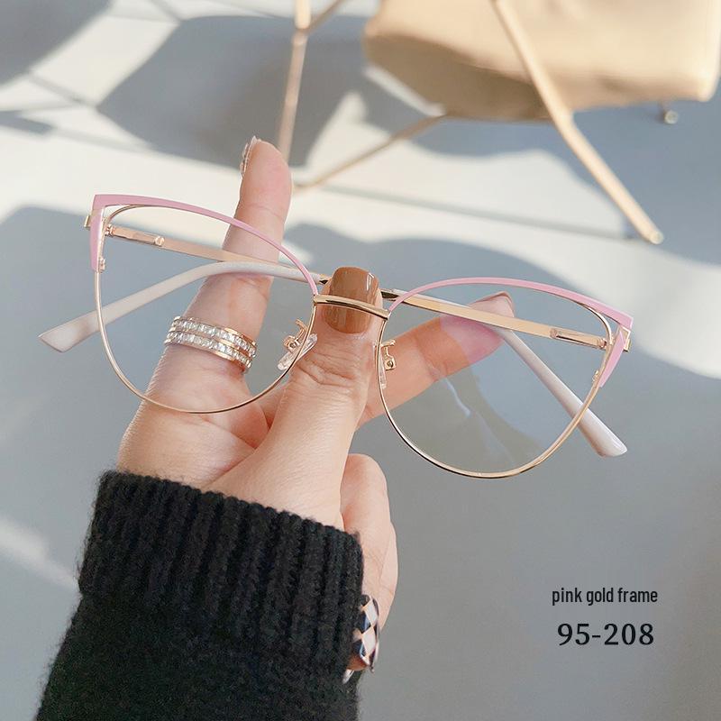 2025 Retro Metal Half-Frame Glasses with Anti-Blue Light Lenses Anti-Blue Light