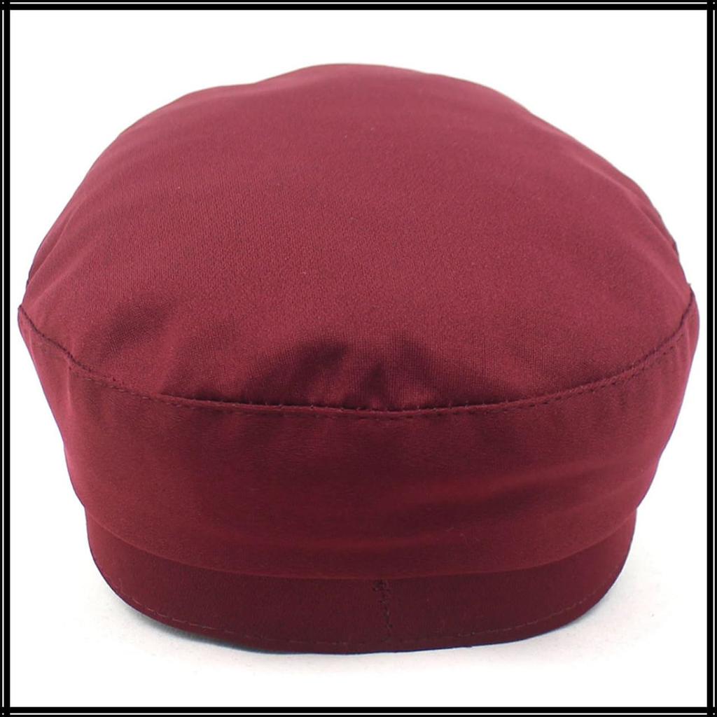 Marine Cap Leather Newsboy Cap Stylish Black Hat for Going Out Travel CZ294 [White Fang] Women's (Red)