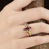 Court Style Red Horse Eye Zircon Ring Gold-plated Inlaid Colored Diamond Pair Ring, Branch Set Ring Female