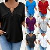 2026 Spring-Summer Solid Color Plus Size Women's Zipper Pocket Short Sleeve Loose T-Shirt