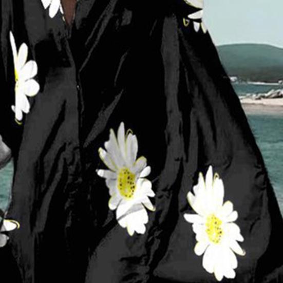 Festliches Kleid mit Umlegekragen, langen Ärmeln und asymmetrischem Saum, geometrischem Wellenmuster, Oversize-Schnitt