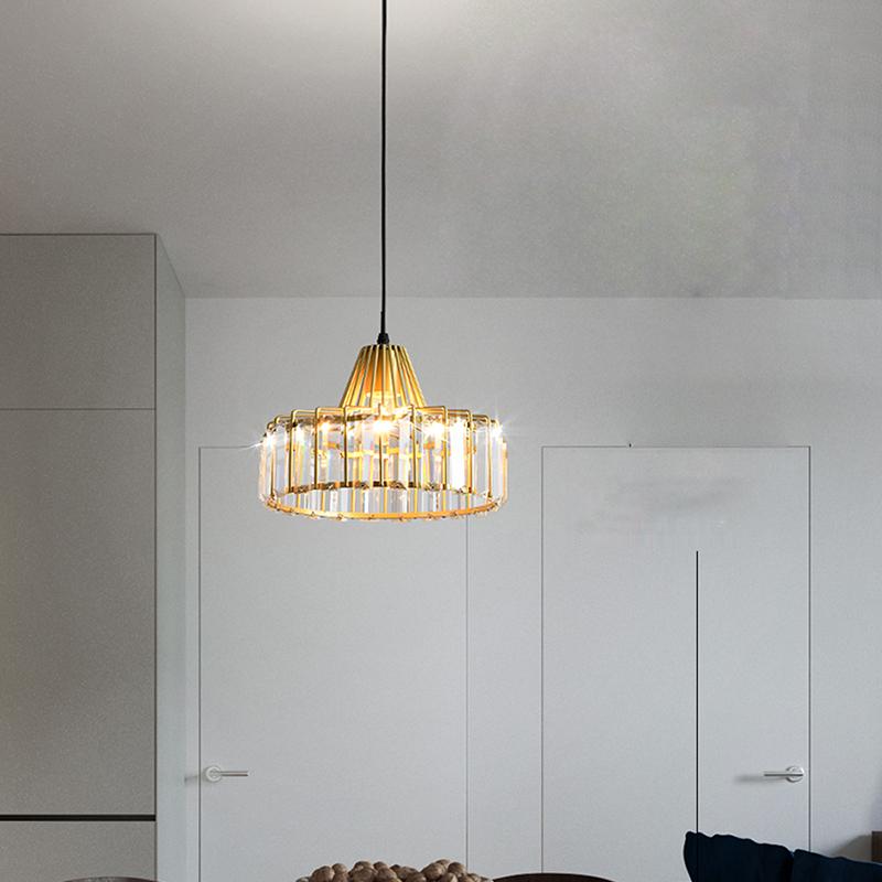 Nordic Crystal LED Pendant Light Retro Gold 1/2/3 Head Dining Room Hanging Fixture For Living Room Bedroom Indoor E27 Decor Lamp