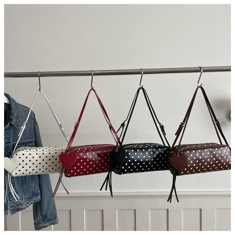 Retro Dot Pu Shoulder Bags for Women Large Capacity Ladies Underarm Bag Korean Style Versatile Portable Girls Pillow Handbags