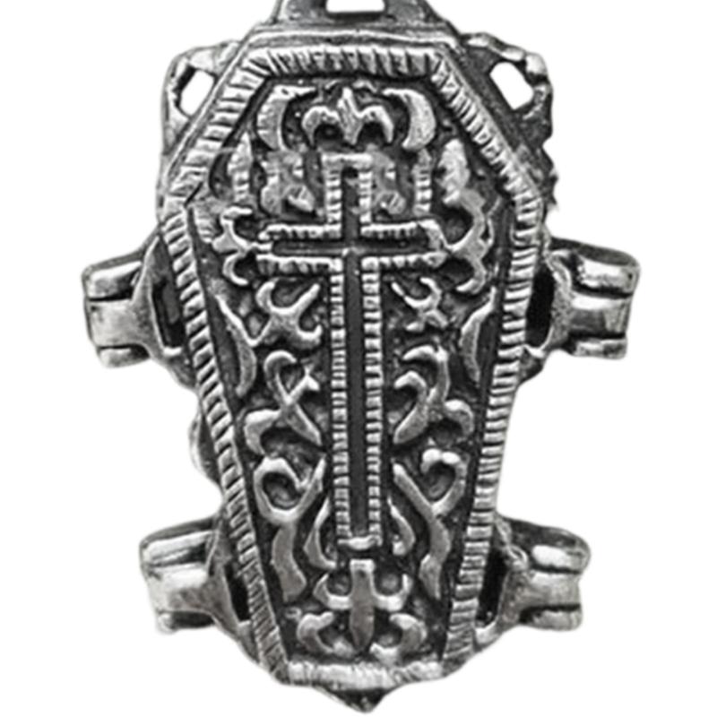 Skull Crucifix Coffin Necklace Unique Gothic Charm With Mysterious Detailing For Edgy Style And Costume Accessories