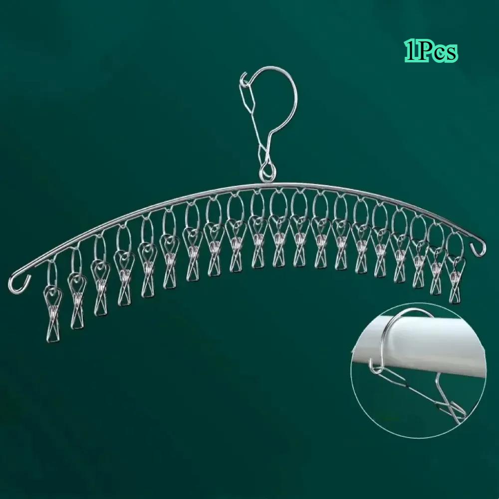 1 Pieza Múltiples Pinzas Acero Inoxidable Colgador Secado Ropa Resistente al Viento Tendedero Pinzas Calcetines Ropa Interior