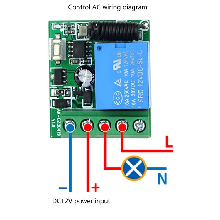 433MHz Wireless Remote Control Switches 12V 10A 1CH Relays Module Receiver