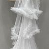 Classical Wedding Sash Bows Waist Decoration Large Bows Towing Multilayer Sheer Veil For Wedding Bride Waist Styling
