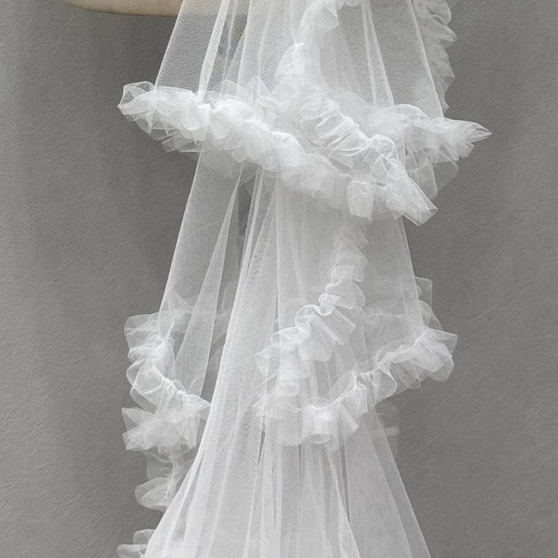 Classical Wedding Sash Bows Waist Decoration Large Bows Towing Multilayer Sheer Veil For Wedding Bride Waist Styling