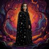 Soft Fabric Velvet Hooded Cloak Tie Up Closure Gothic Party Apparel Costume Robe  Halloween Night