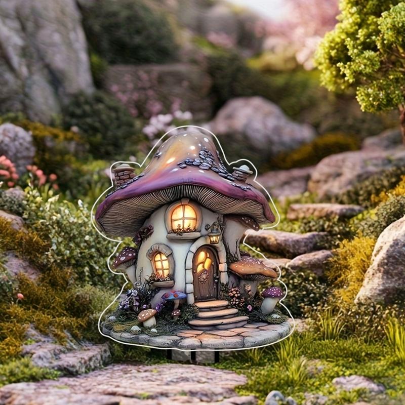 Acrylic Garden Floor Plug Cartoon Creative Mushroom Statue Sculptures Multifunctional Waterproof Mushroom Figurine