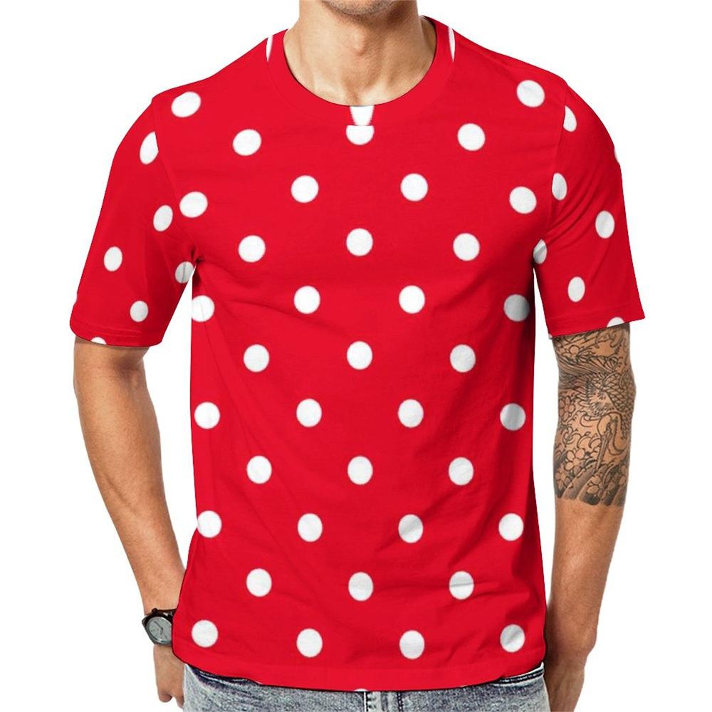 Summer Men's Crew Neck T-Shirt, Retro Polka Dot Print, Y2K Style, Gym T-Shirt, Breathable Beachwear, Novelty T-Shirt