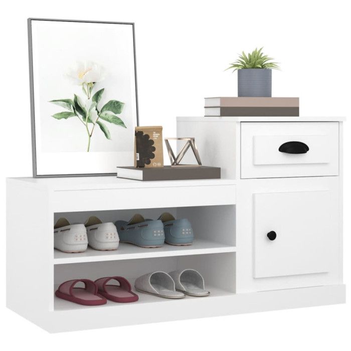 VidaXL Armoire à chaussures blanc 100x42x60 cm bois d'ingénierie 816416