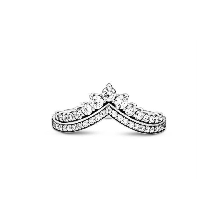 Pandora Y-Shaped Vintage Sparkling 925 Silver Ring Women rings 197736CZ Box+Shopping Bag,50