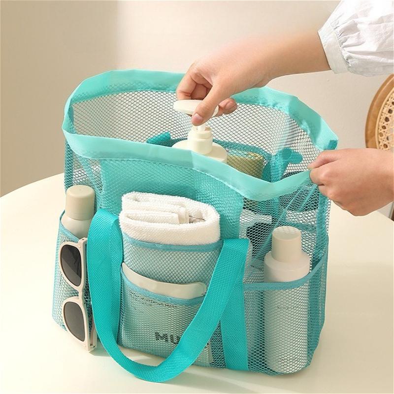Mesh Beach Tote Bag Large Capacity Portable Shower Bag Waterproof Quick Dry Swimming Pool Travel Organizer Handbag