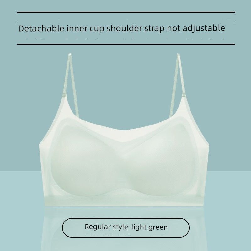 

Ultra-Thin Ice Silk, Cool and Quick-Drying Underwear for Women, Summer Thin Style, Large Breasts Appear Smaller, Push-Up, Beautiful Back, Tube Top 2XL(Suitable for 85Abc) Regular Style-Light Green