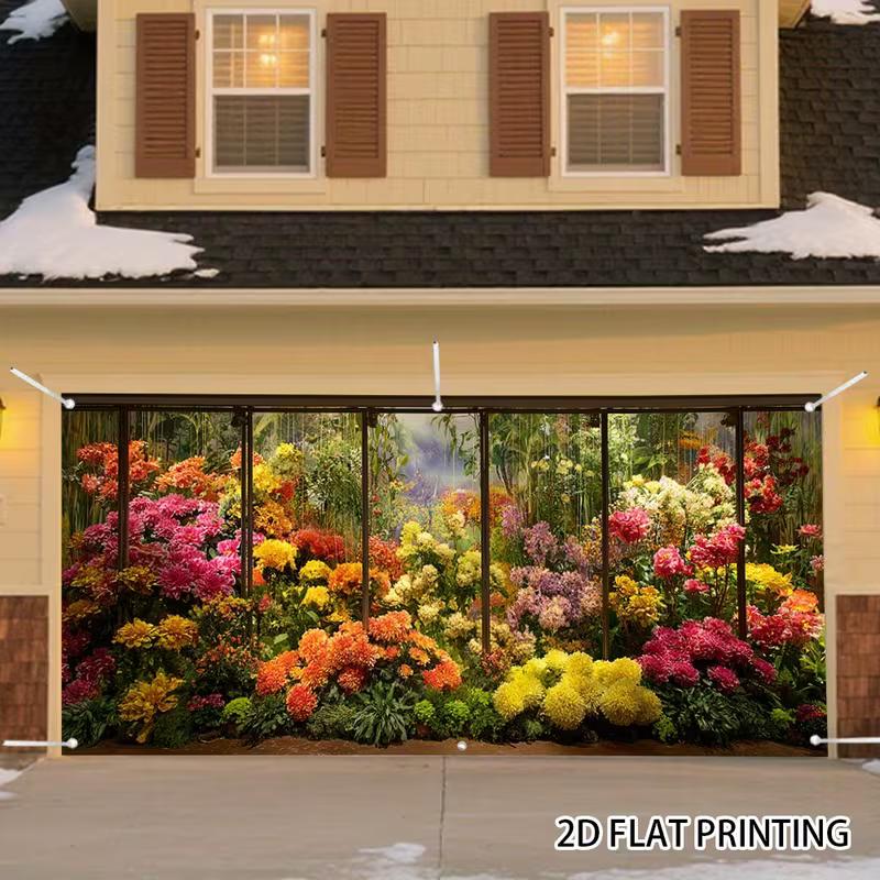 2D Colorful Flower Garden Backdrop for Photo Booth & Party Decor