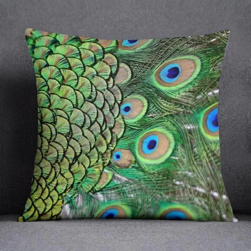 45Cm*45Cm Peacock Feather Series Pillow Decorative Pillow Bedroom Sofa Car Cushion Cover Pillowcase
