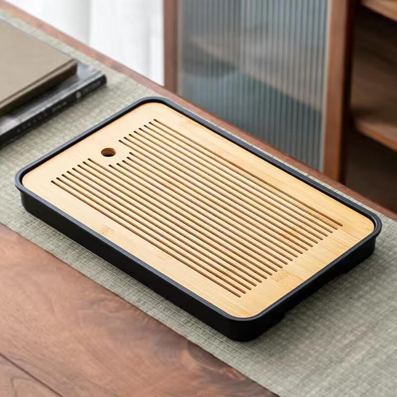 Portable Bamboo Tea Tray with Water Storage