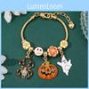 Halloween Pumpkin Charm Bracelet With Micro Inlay Zirconia For Unisex Costume Accessory