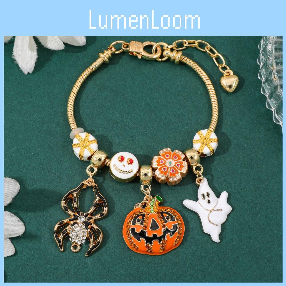 Halloween Pumpkin Charm Bracelet With Micro Inlay Zirconia For Unisex Costume Accessory